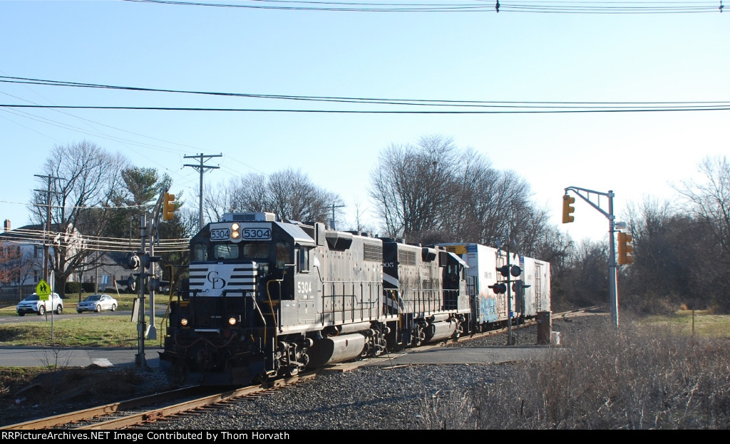 A lot of power for two reefers passing thru Stryker's Rd crossing